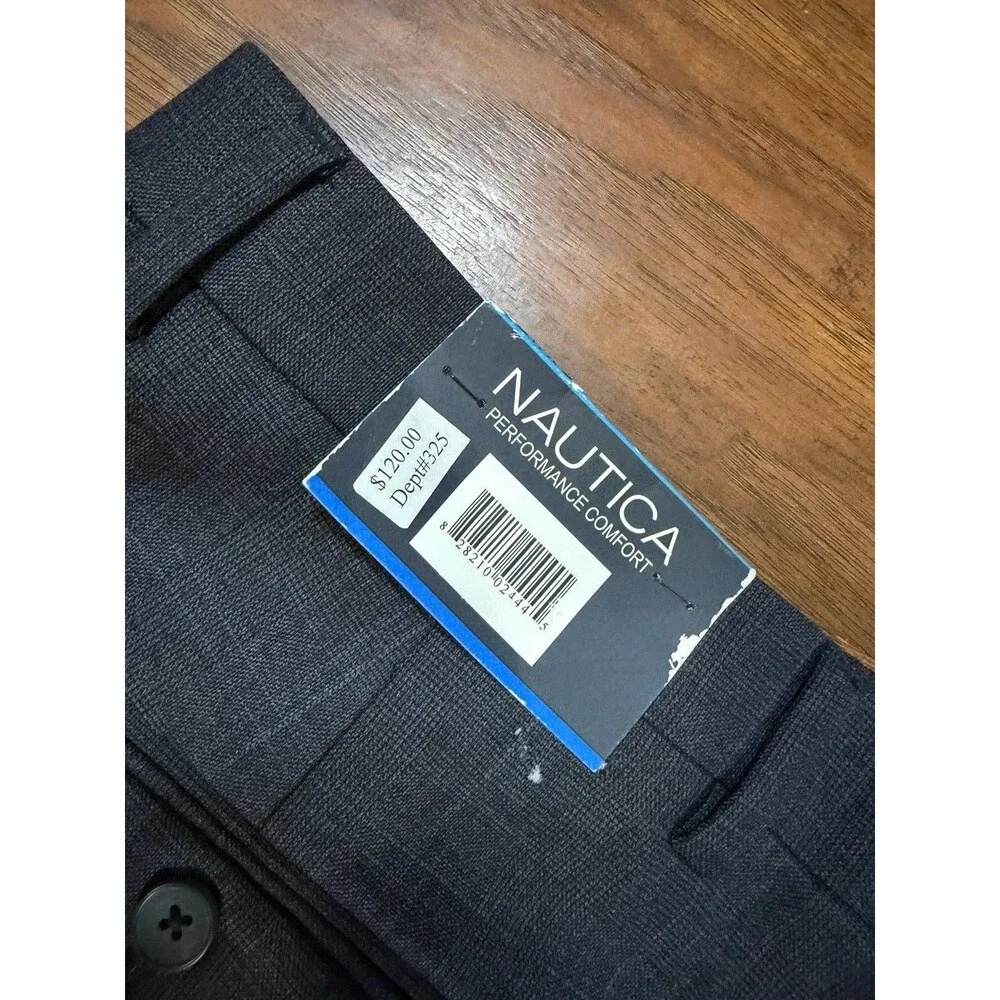 NEW Nautica Men's Dress Pants Blue Solid Fit Pleated Travel 36x30 READ